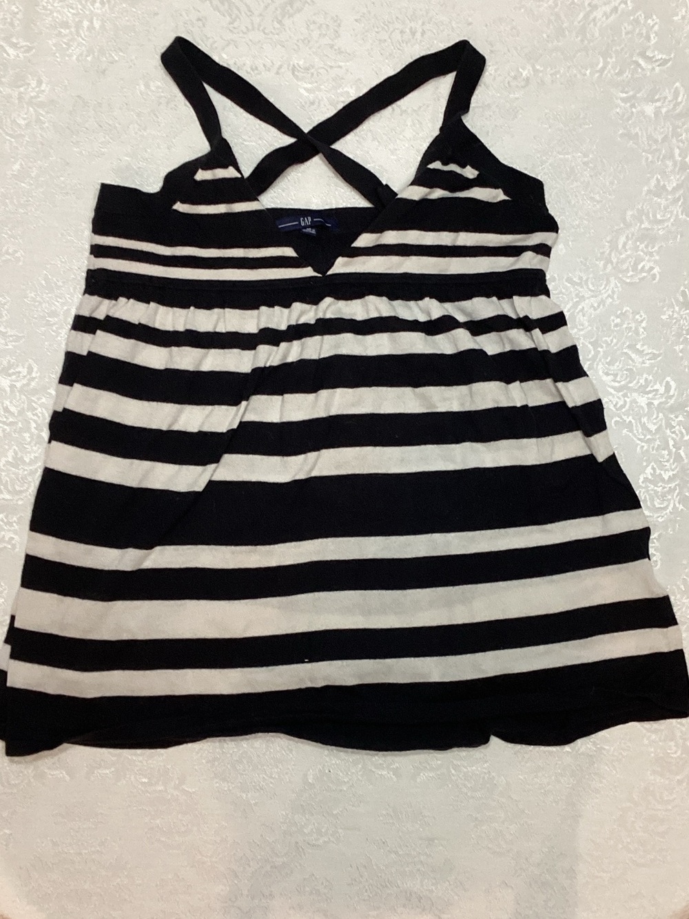 GAP Black & White Striped Crisscross Tank